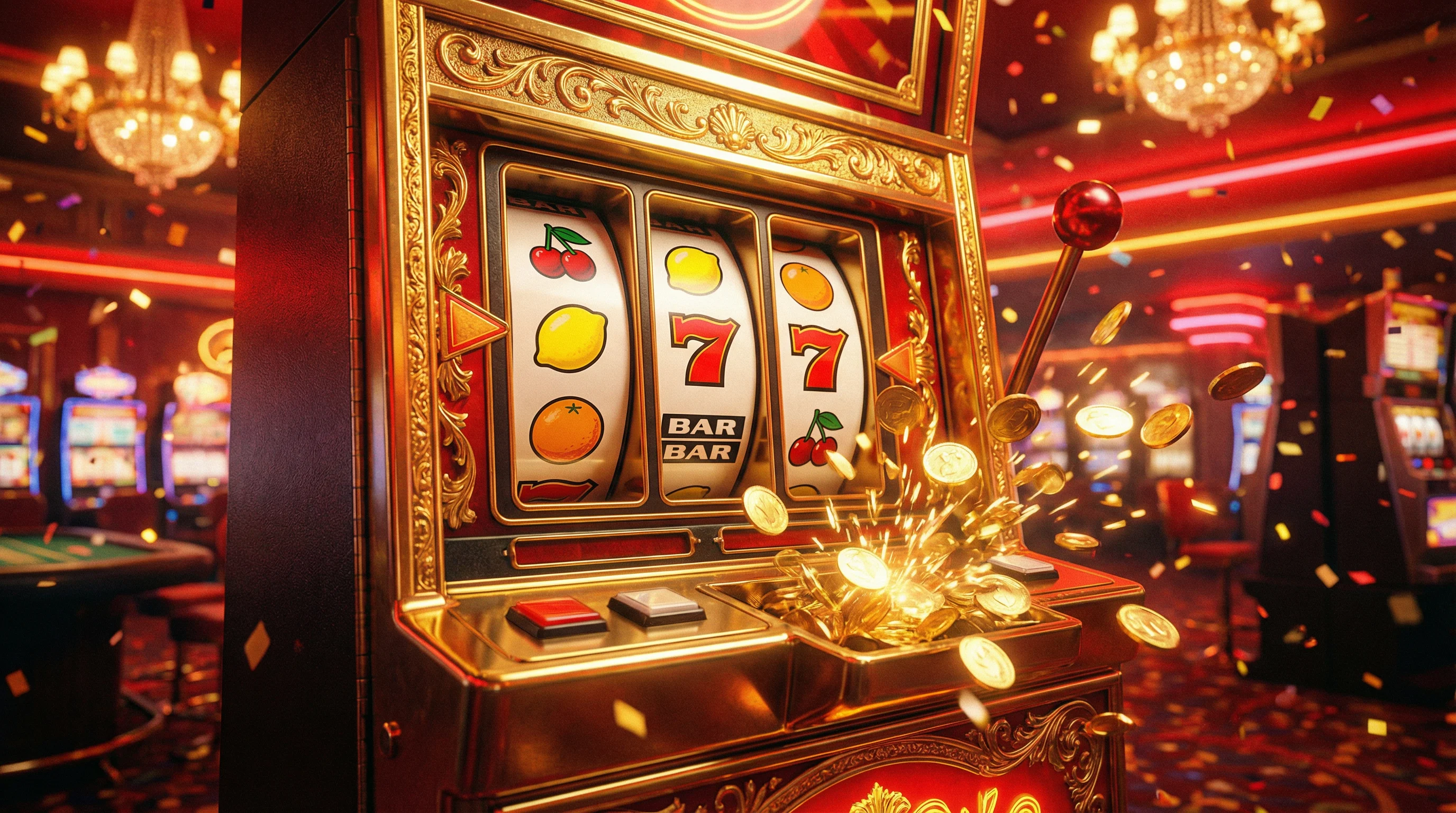 Tragamonedas clásicas con frutas y símbolos dorados
